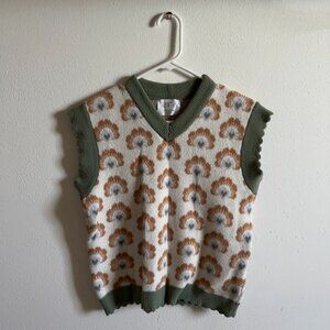 EUC Zara Floral Jacquard Knit Vest
